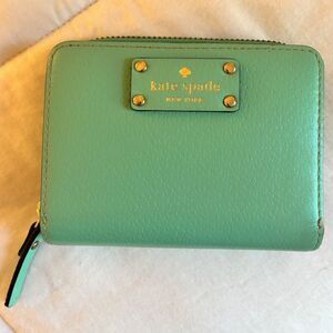 Kate Spade Cara Wellesley Turquoise Bifold Zip Wallet